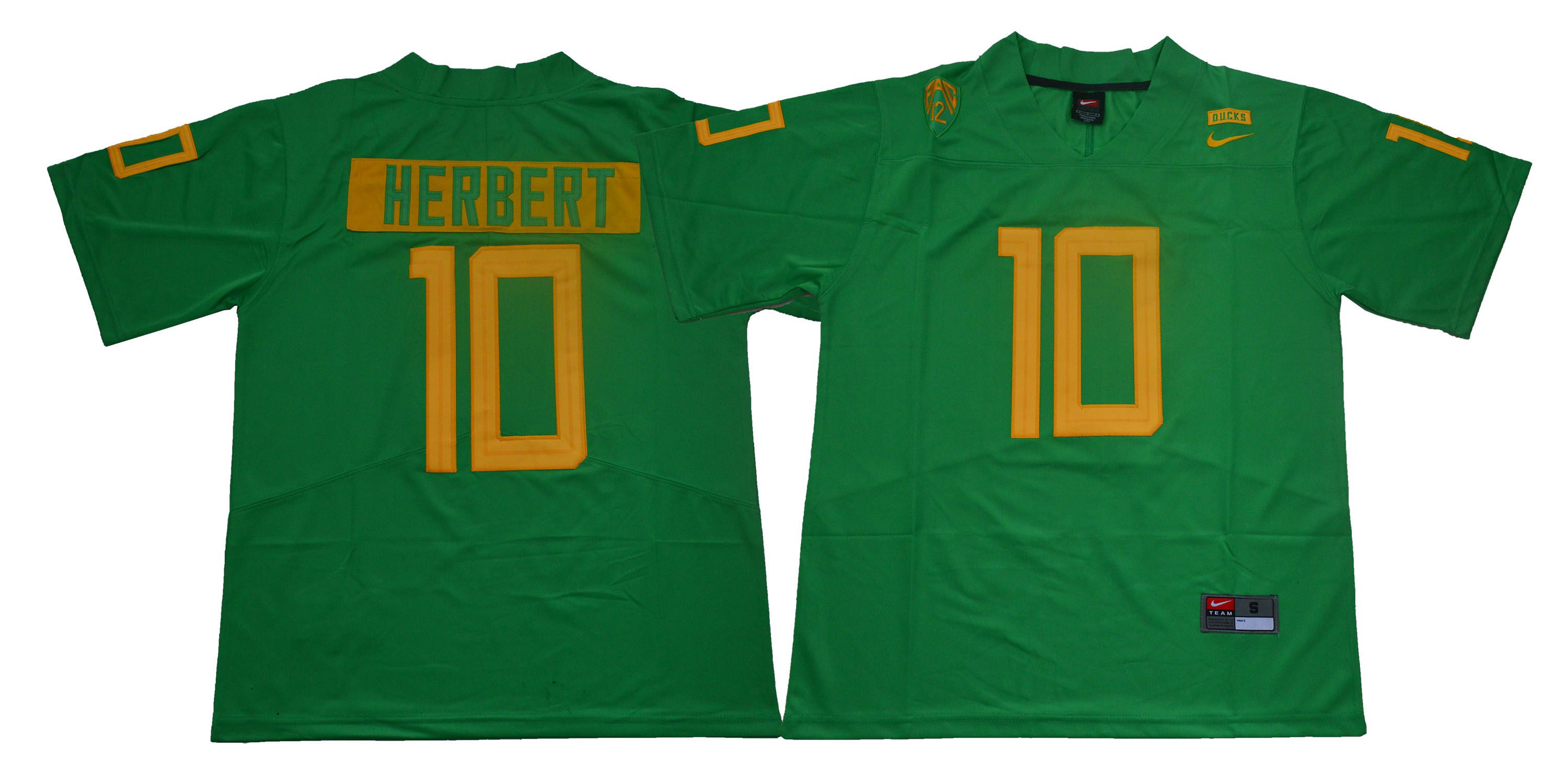 Men Oregon Ducks 10 Herbert Green Legendary Edition Nike NCAA Jerseys